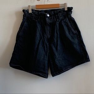 Paper bag waist denim shorts